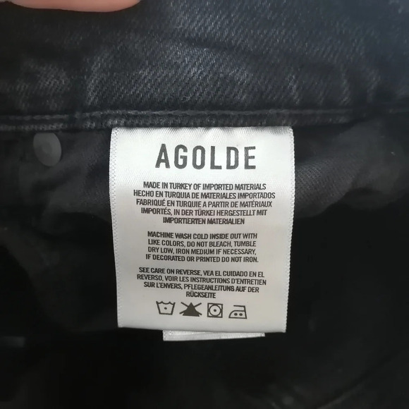 Agolde Riley High Rise Straight Crop Jeans in Panoramic Black Slim Straight 24 - Picture 12 of 16